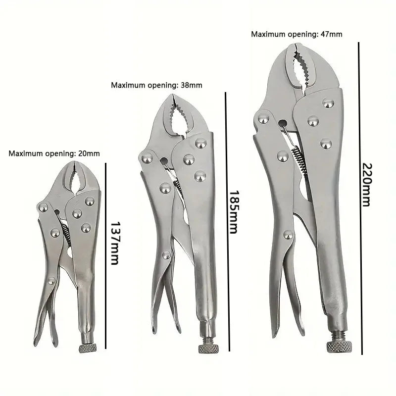 Alicates de Travamento Multifuncionais Ajustáveis 5/7/10 Polegadas – Para Tubos de Água, Trabalhos em Madeira e Reparos de Soldagem